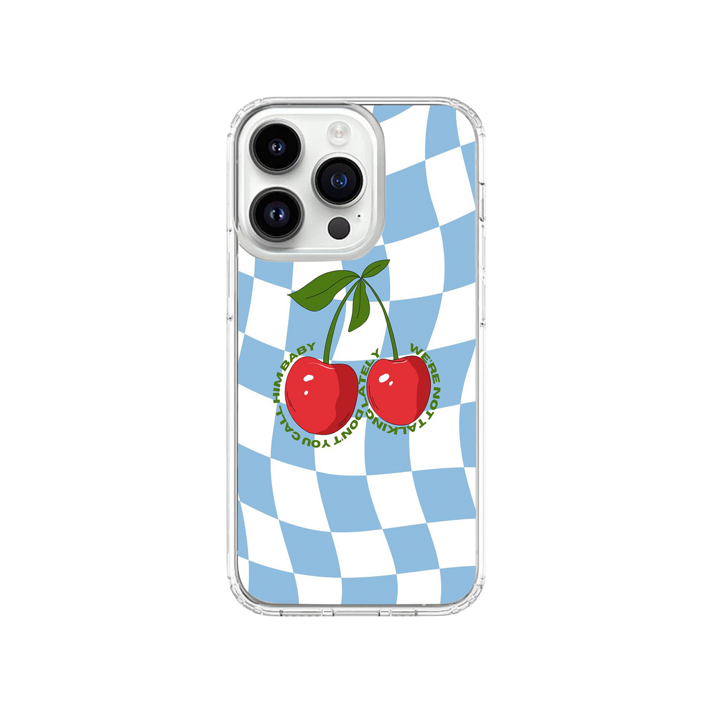 Blue Checkered Cherry Phone Case.