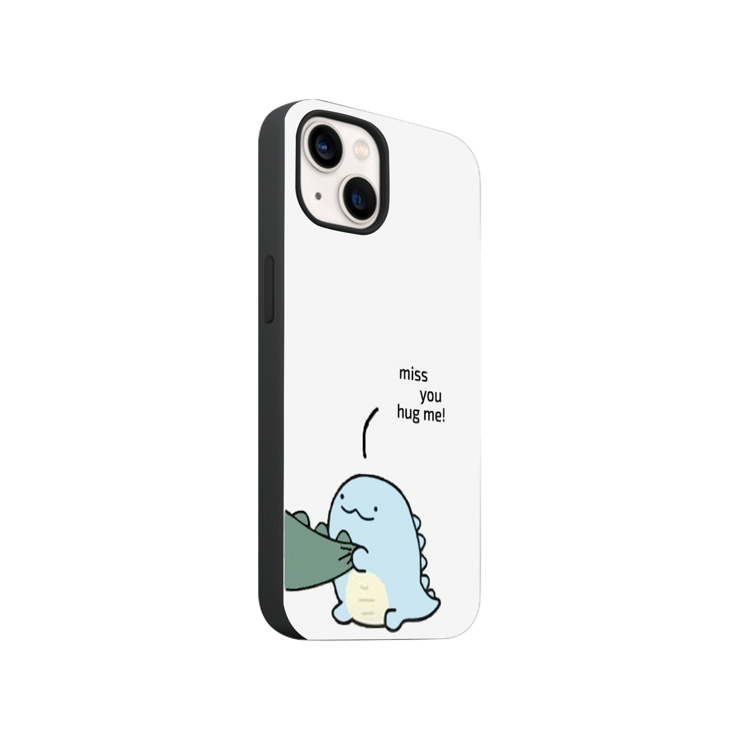 "Miss You, Hug Me!" Matching Dino Phone Case.