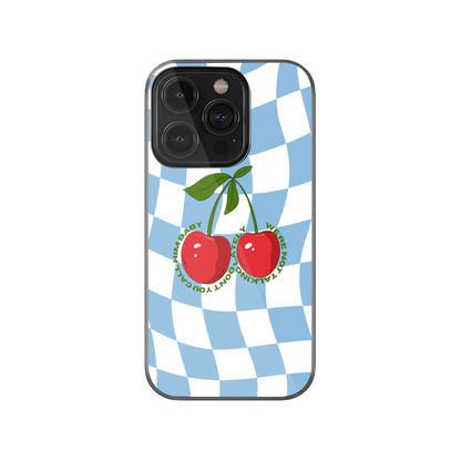 Blue Checkered Cherry Phone Case.