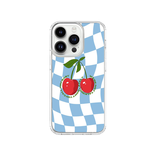Blue Checkered Cherry Phone Case.