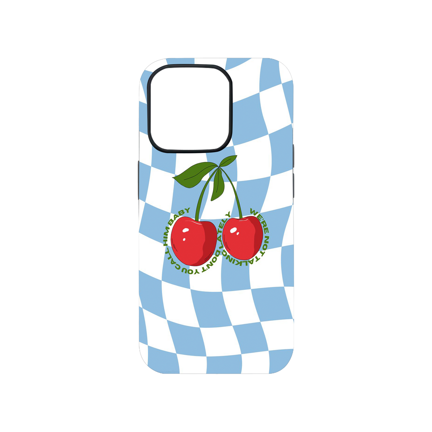 Blue Checkered Cherry Phone Case.