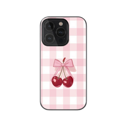 Baby Pink Checkered Cherry Phone Case.