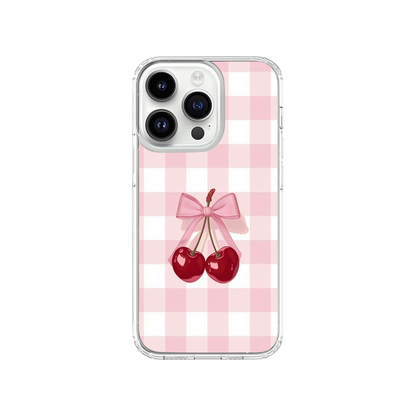 Baby Pink Checkered Cherry Phone Case.