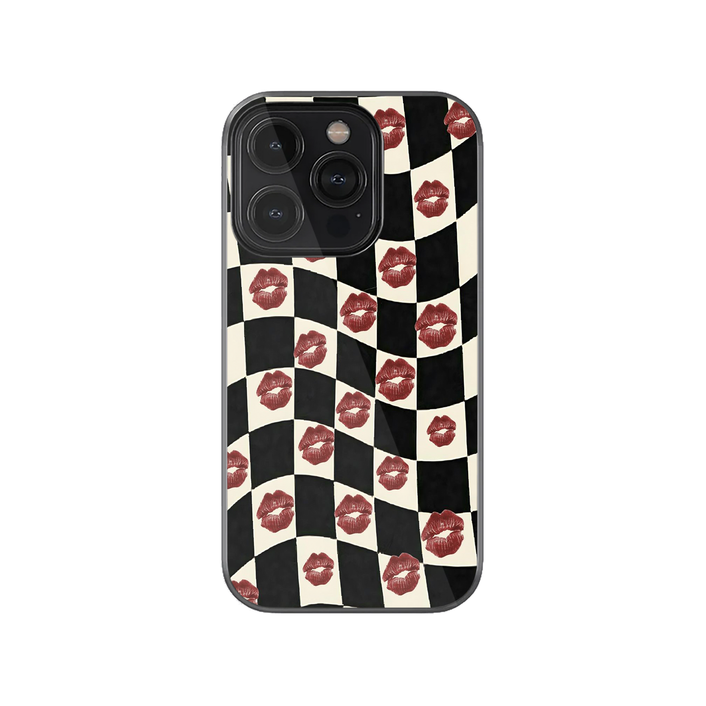 Checkerboard Kisses Phone Case.