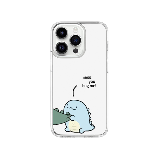 "Miss You, Hug Me!" Matching Dino Phone Case.
