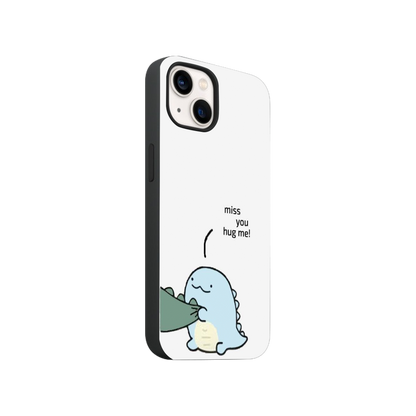 "Miss You, Hug Me!" Matching Dino Phone Case.