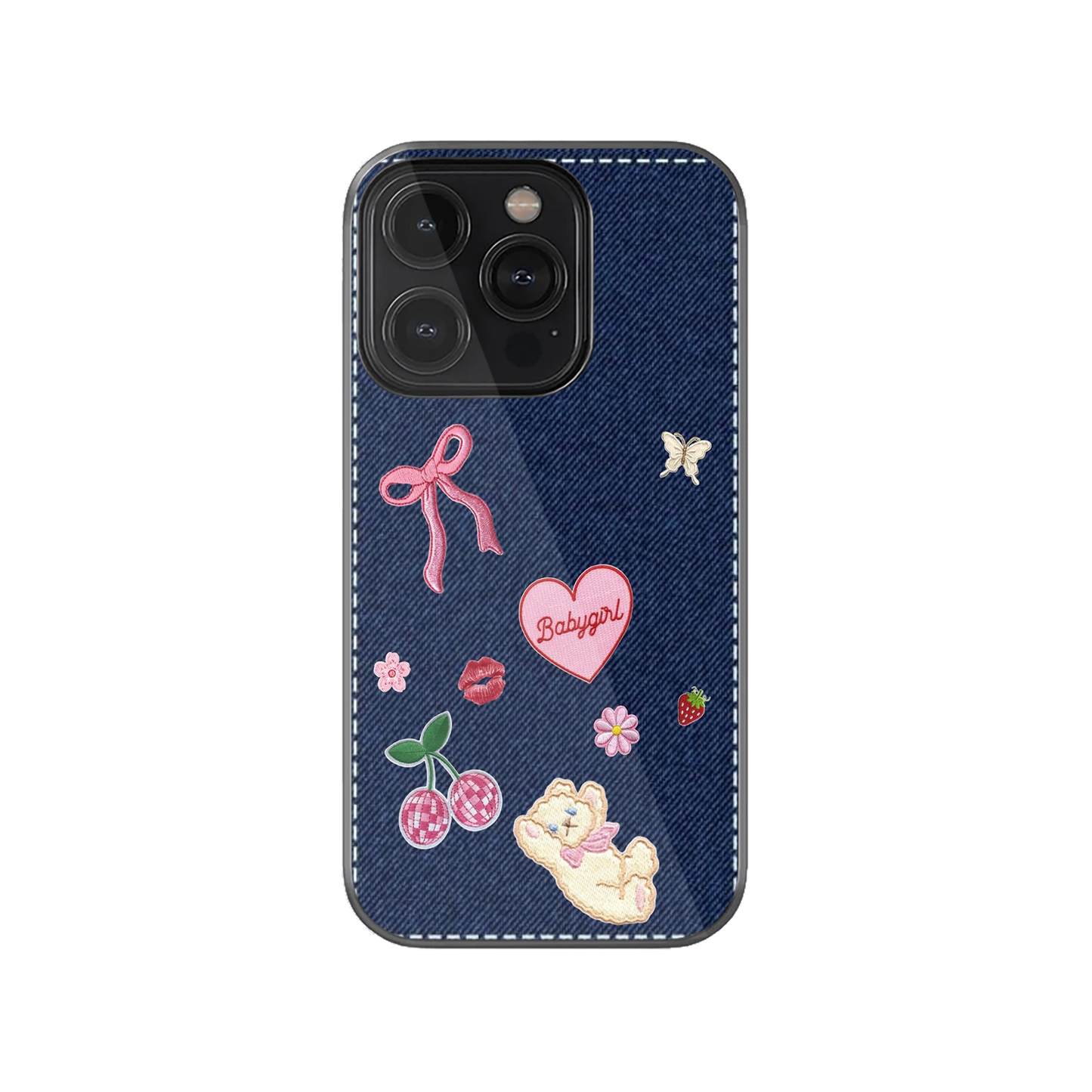 Y2K Denim Charm Phone Case.